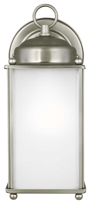 Sea Gull New Castle Large 1 LT Outdoor Wall Lantern  Nickel/Satin   Transitional   Outdoor Wall Lights And Sconces   by Lights Online  Houzz