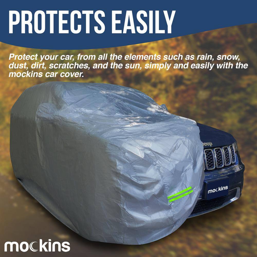 Mockins 182 in. x 74 in. x 68 in. Heavy-Duty Waterproof Car Cover for SUV - 190T Silver Polyester MA-63