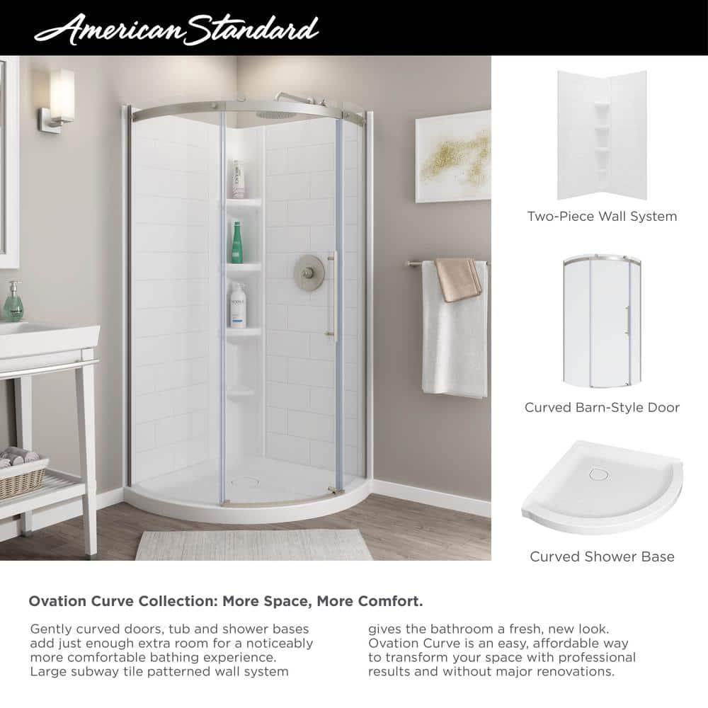 American Standard Ovation Curve 36 in L x 36 in W Corner Shower Pan Base with Center Drain in Arctic White