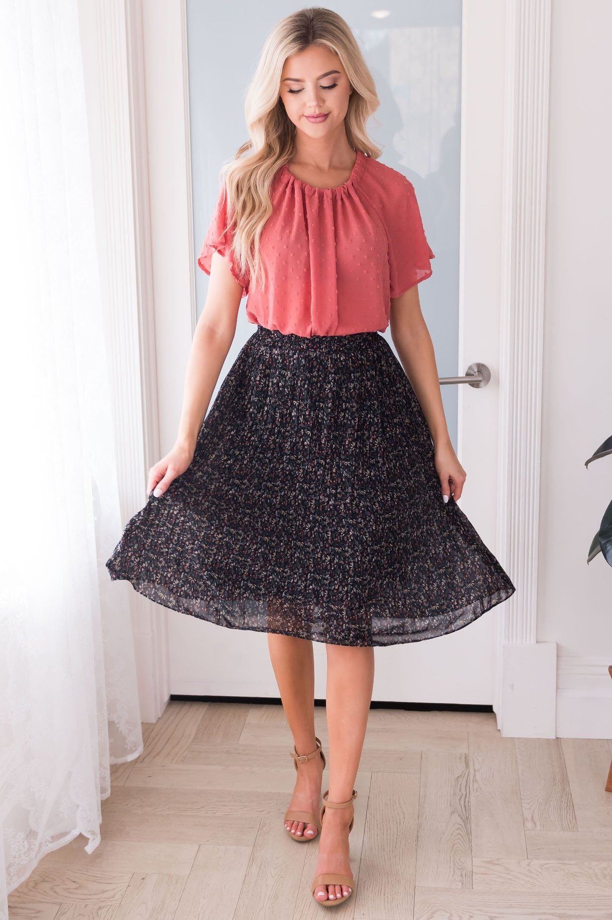 Fall Blooms Modest Pleat Skirt