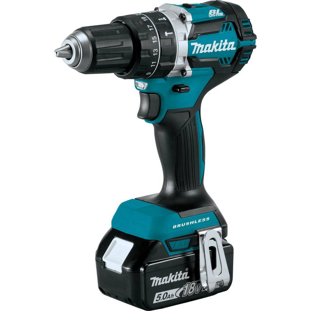 Makita 18V 5.0 Ah LXT Lithium-Ion Compact Brushless Cordless 12 in. Hammer Driver-Drill Kit XPH12T