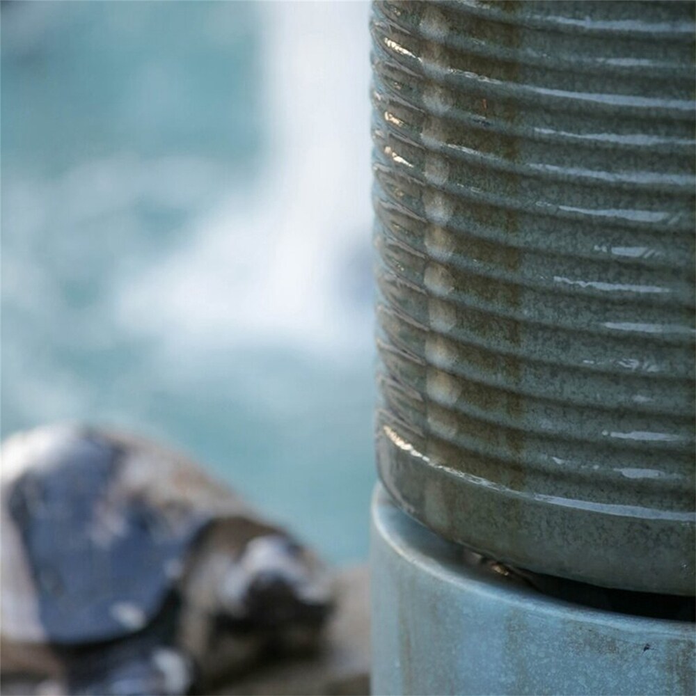 Large Round Ribbed Tower Water Fountain