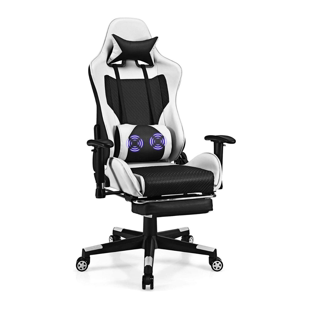 Massage Gaming Chair, Adjustable High Back with Health Massager Lumbar Support