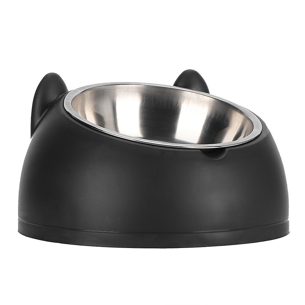 Pet Cat Food Bowl Stainless Steel Dog Food Water Feeder Bowl Nonslip Feeding Bowlwith Stainless Steel Bowl Black