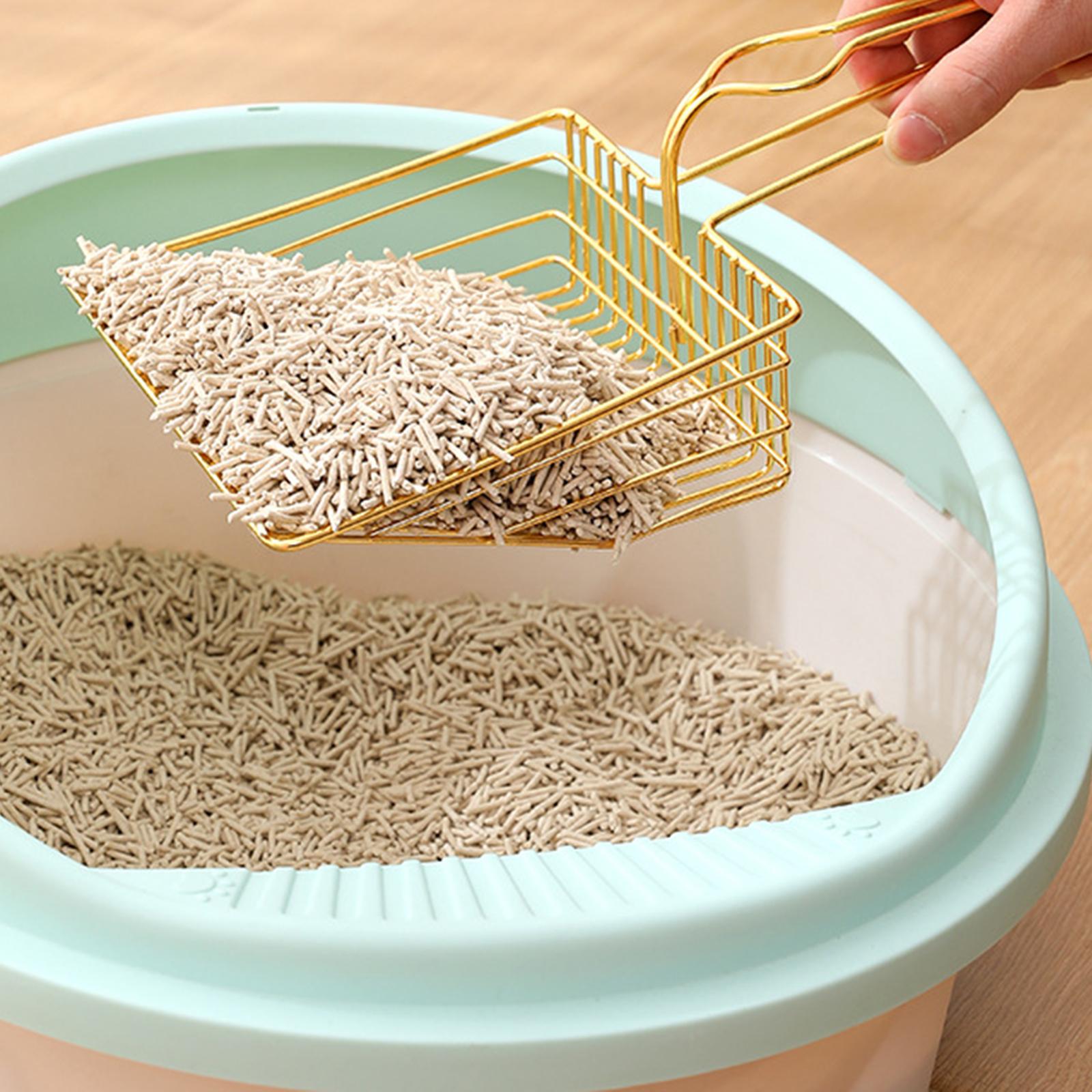 Cat Litter Sifter Shovel Golden with Long Cleaner Tool Cleaning