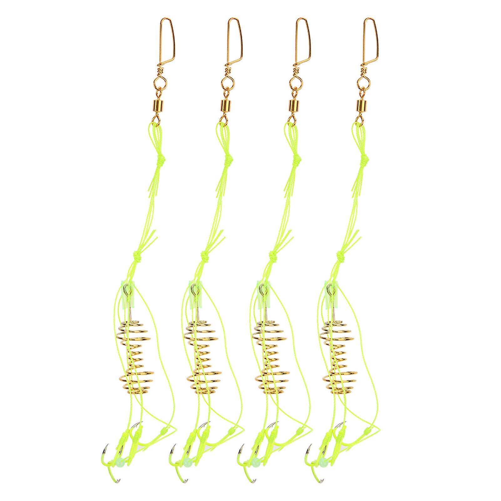 4pcs Carp Fishing Baits Hook Lure Fish Bait Luminous With Spring Feeder Glow Beads Tackle12#