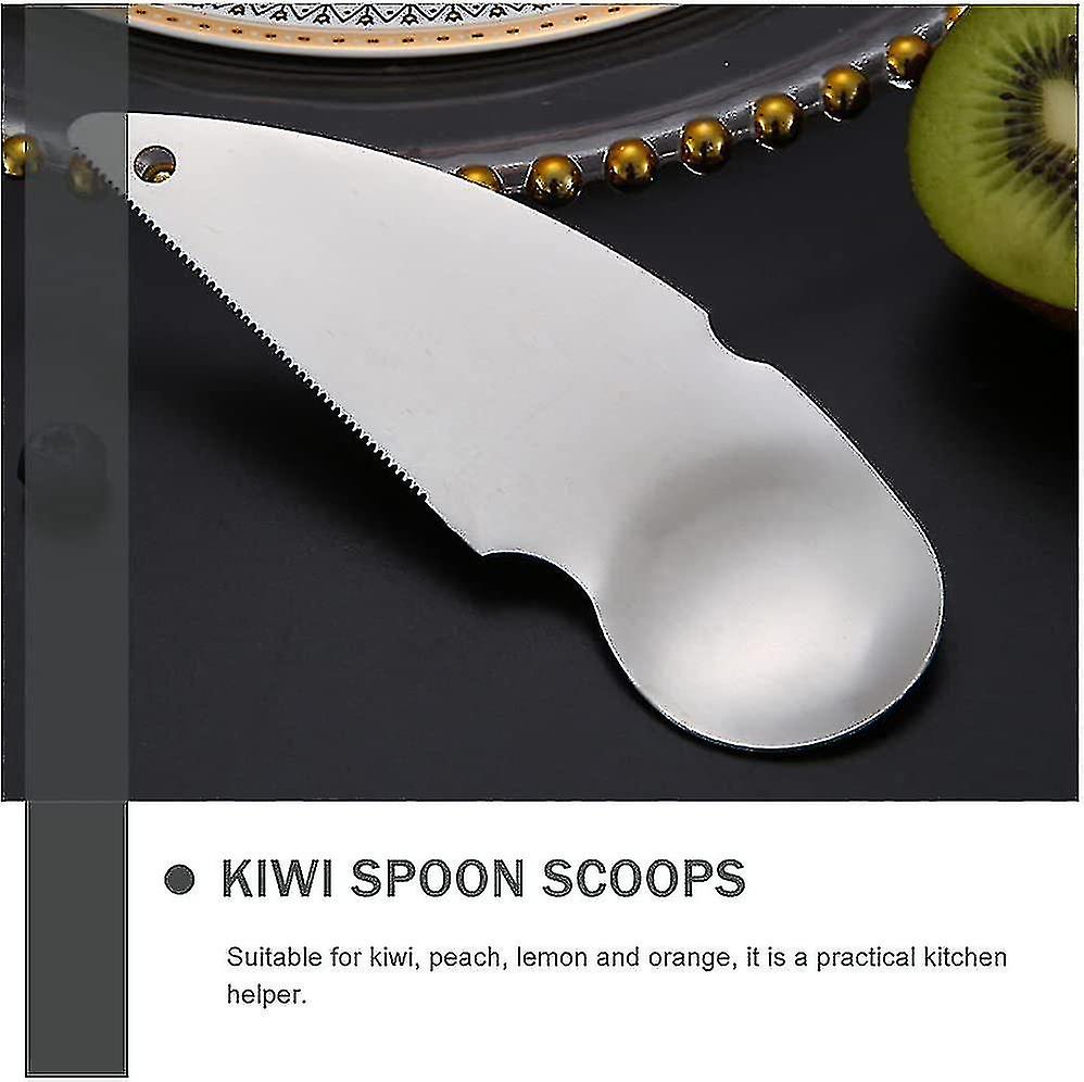 Kiwi Fruit Avocado Tool Kitchen Gadget Flatware Utensils Cutlery Works And Suitable For Any Fruit(2pcs， Silver)