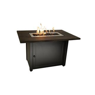 Endless Summer 40 in. x 28 in. Outdoor Rectangular Steel Frame LP Gas Brown Fire Pit with Electronic Ignition and Cover GAD17107ES