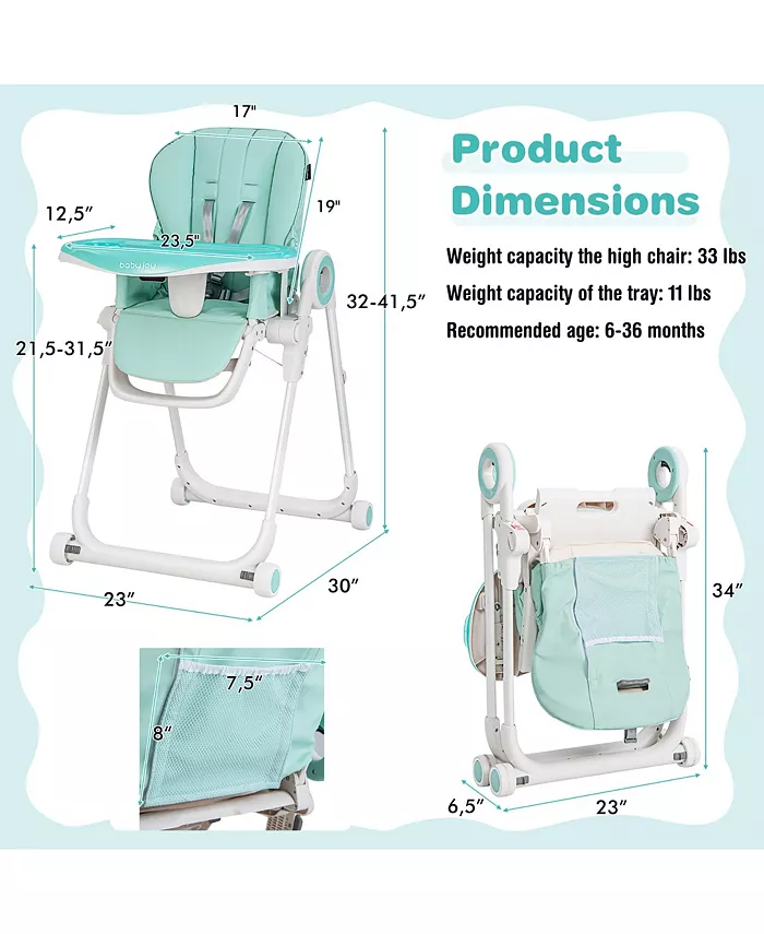 Costway Baby High Chair Foldable Feeding Chair