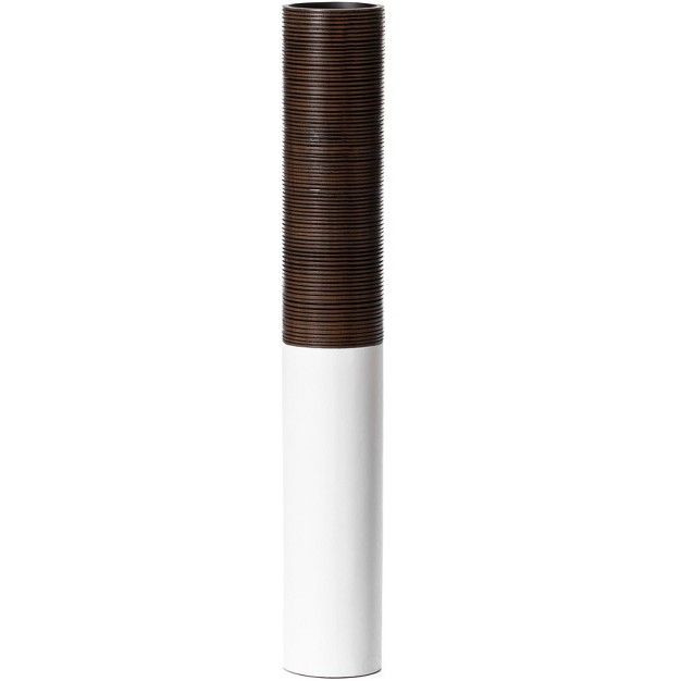 Uniquewise Modern Tall Decorative White And Brown Ribbed Cylinder Floor Vase