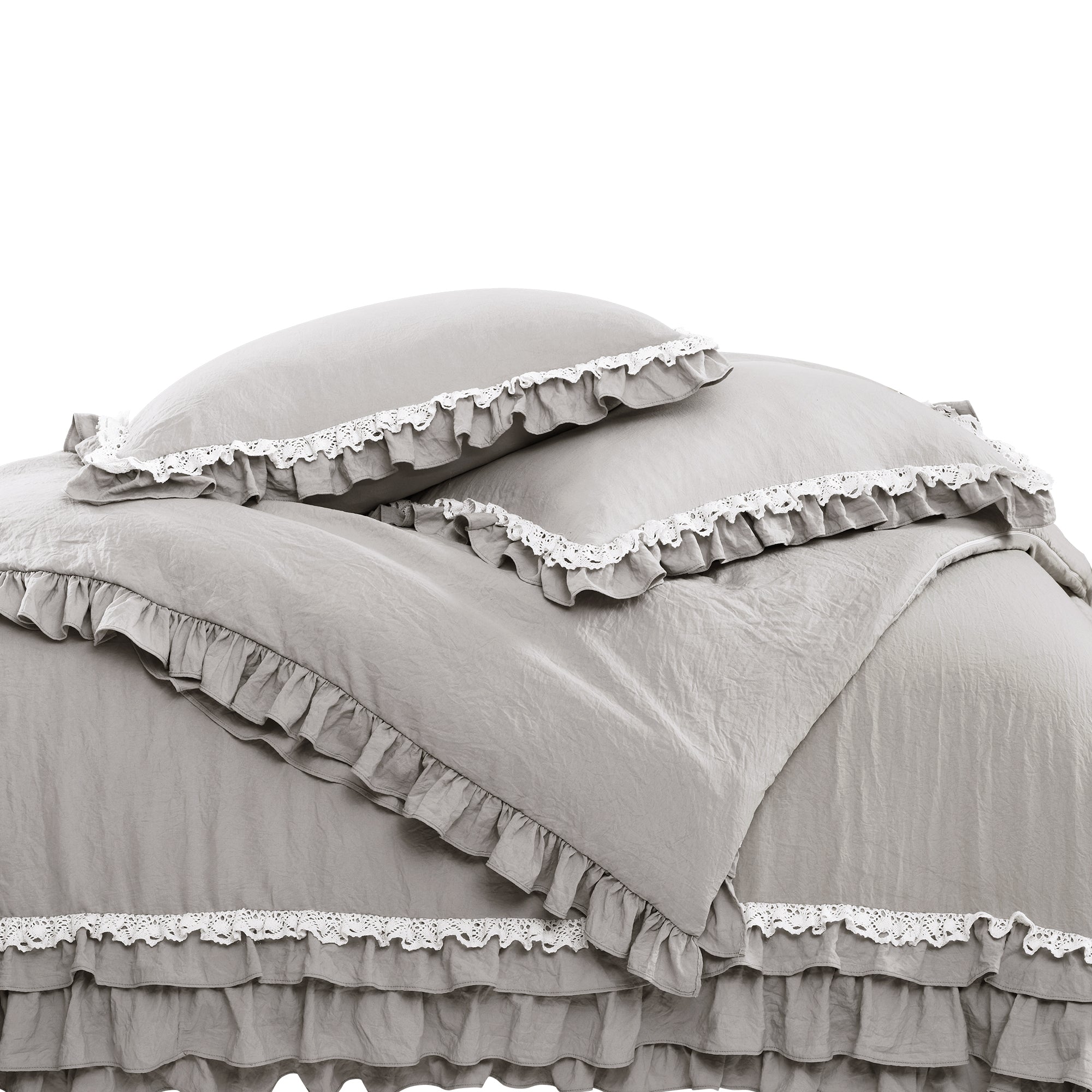 Ella Ruffle Lace 3 Piece Comforter Set