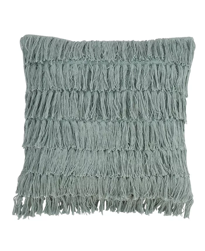 Saro Lifestyle Woven Fringes Decorative Pillow， 18 x 18