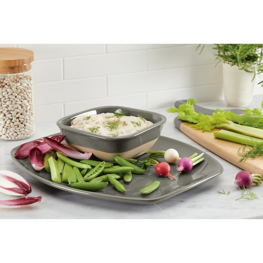 Rachael Ray Cityscapes Ceramic Hot Chip and Dip Set