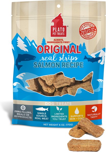 Plato Original Real Strips Salmon Recipe Dog Treats