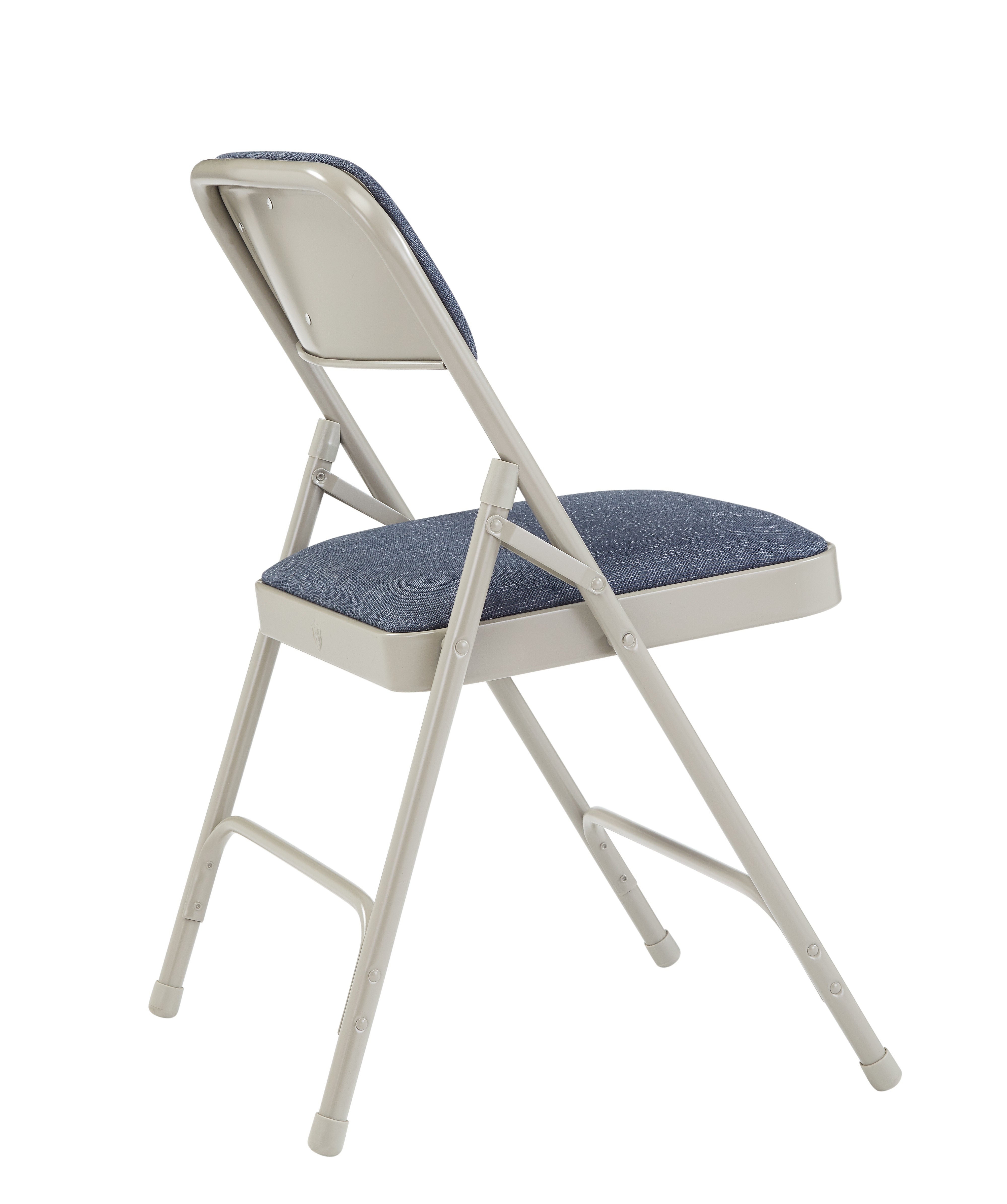 (4 Pack) NPS 2200 Series Deluxe Fabric Upholstered Double Hinge Premium Folding Chair, Imperial Blue Fabric/Grey Frame