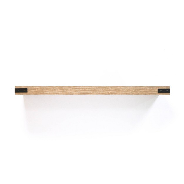 X 9 2 quot Floating Shelf Wall Mounted With Metal Corners White Oak Inplace