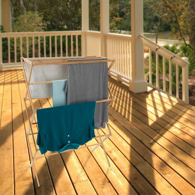 Hastings Home Portable Ecofriendly Wooden Clothes Rack For Indoor outdoor Drying Brown