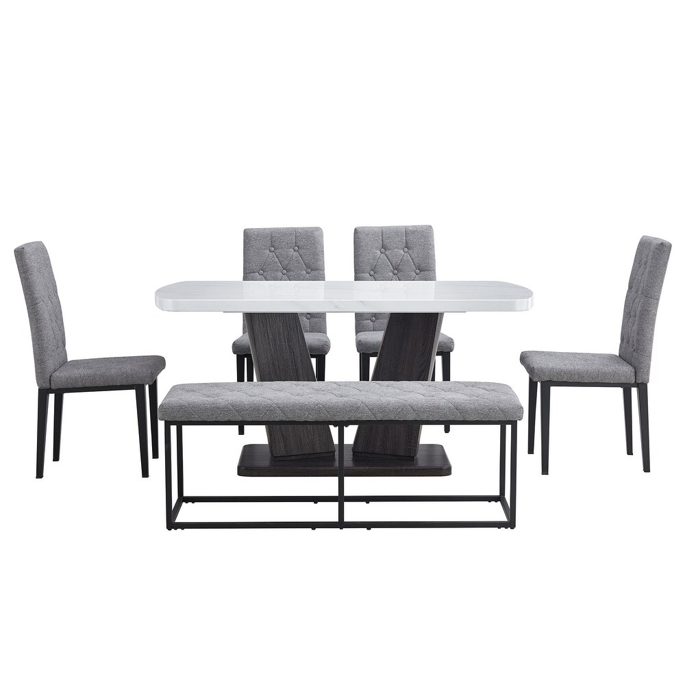 Modern 6 Piece Dining Sets with 63\