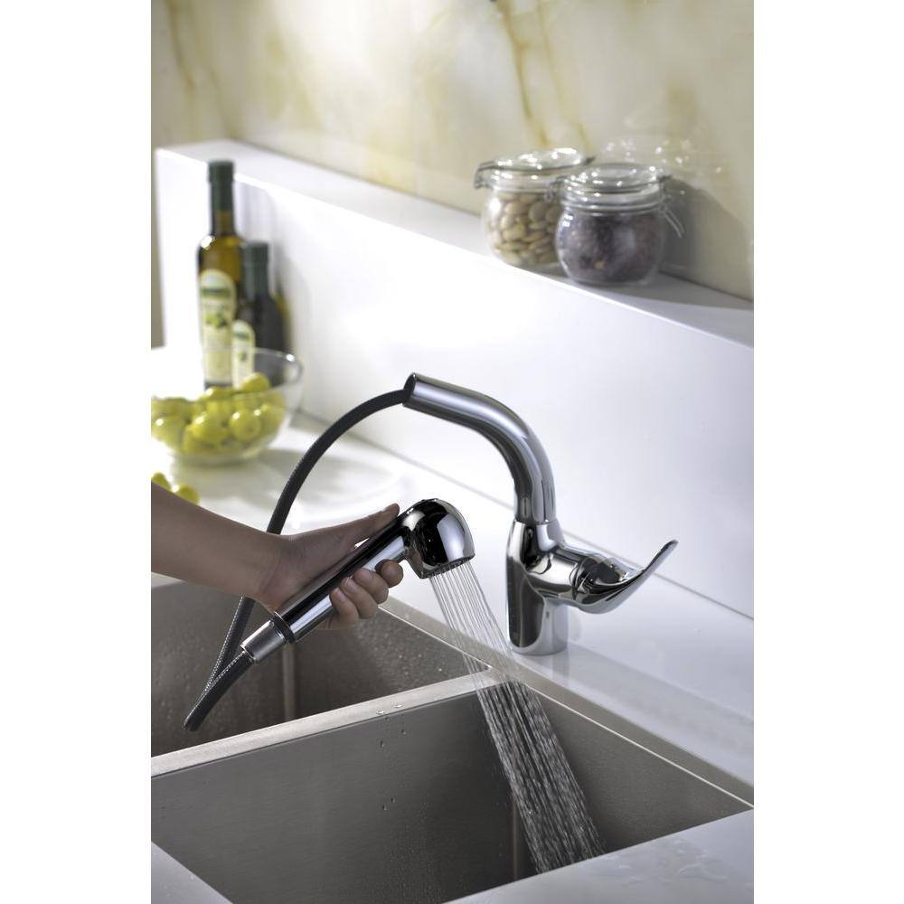 ANZZI Harbour Single-Handle Pull-Out Sprayer Kitchen Faucet in Polished Chrome KF-AZ040