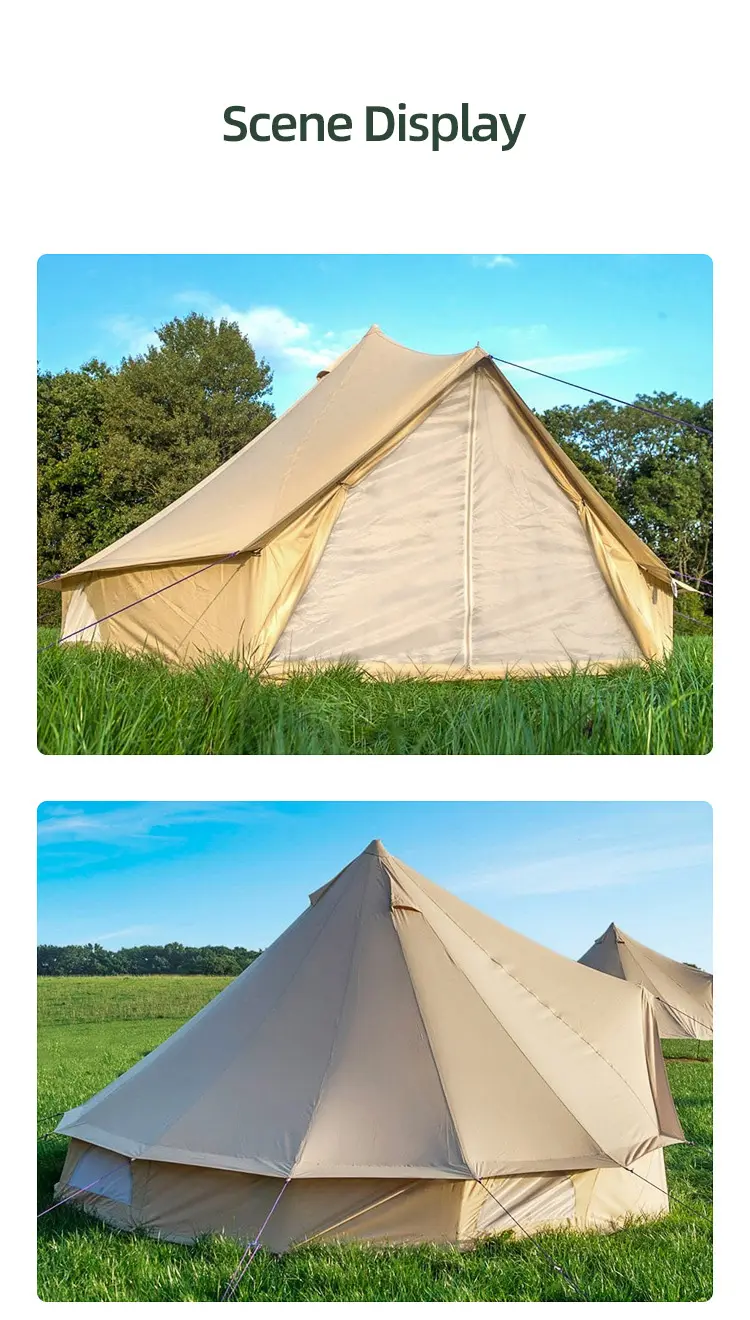 Luxury Glamping 3M 4M 5M 6M 7M Cotton Canvas Bell Tent For Outdoor Camping   Hiking Party Shelter Tent For Travel