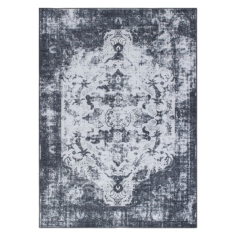 World Rug Gallery Vintage Distressed Medallion Machine Washable Area Rug