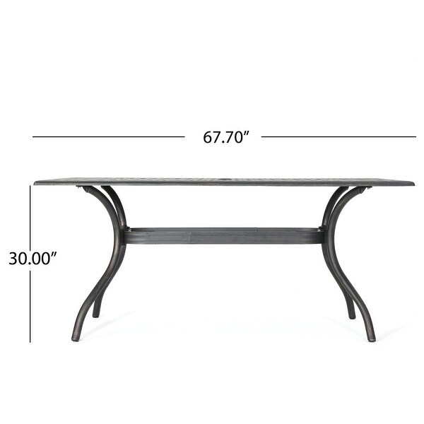 Austin Outdoor Cast Aluminum Square Dining Table with Umbrella Hole by Christopher Knight Home