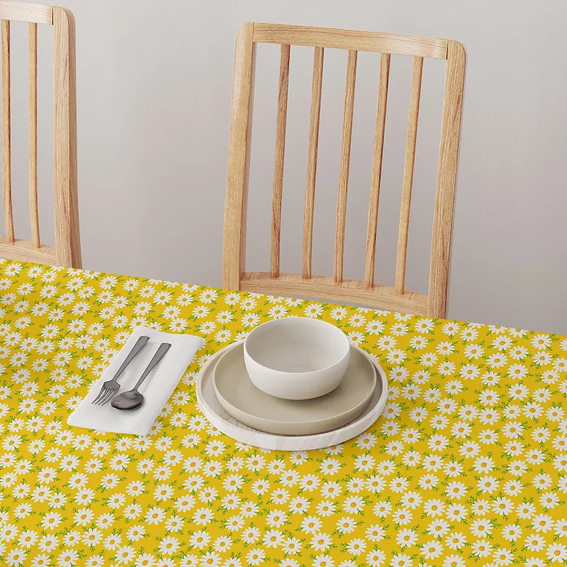 Square Tablecloth， 100% Polyester， 60x60， Daisy Floral Design