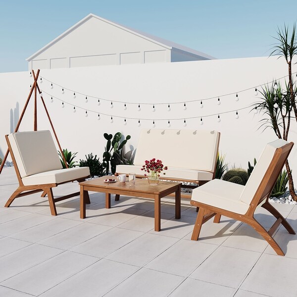 4-Piece Garden FurnitureOutdoor Sofa Set with V-Shaped Seats - Overstock - 37823453