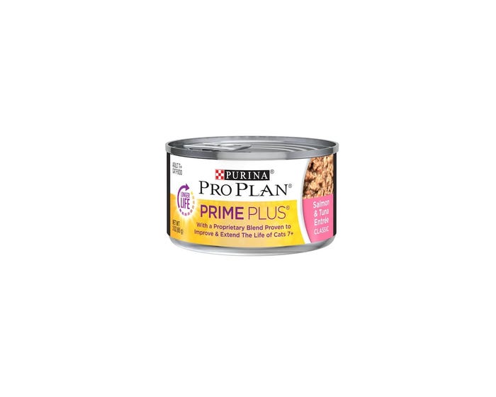 Purina Pro Plan Prime Plus Salmon  Tuna Entrée Senior Wet Cat Food， 3 oz. Pull-Top Can