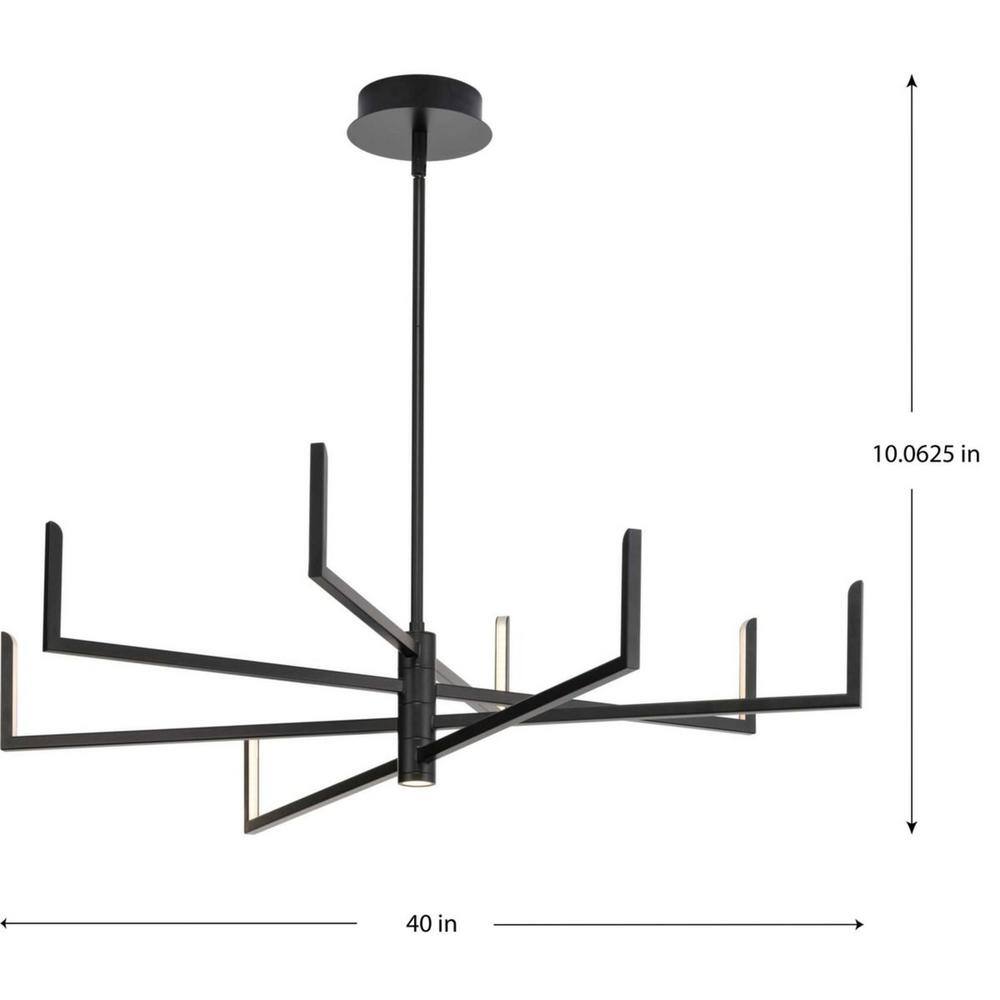 Progress Lighting Pivot 23.4-Watt Integrated LED 8-Light Black Chandelier with Frosted Glass Shades Modern Chandelier Light P400261-031-30