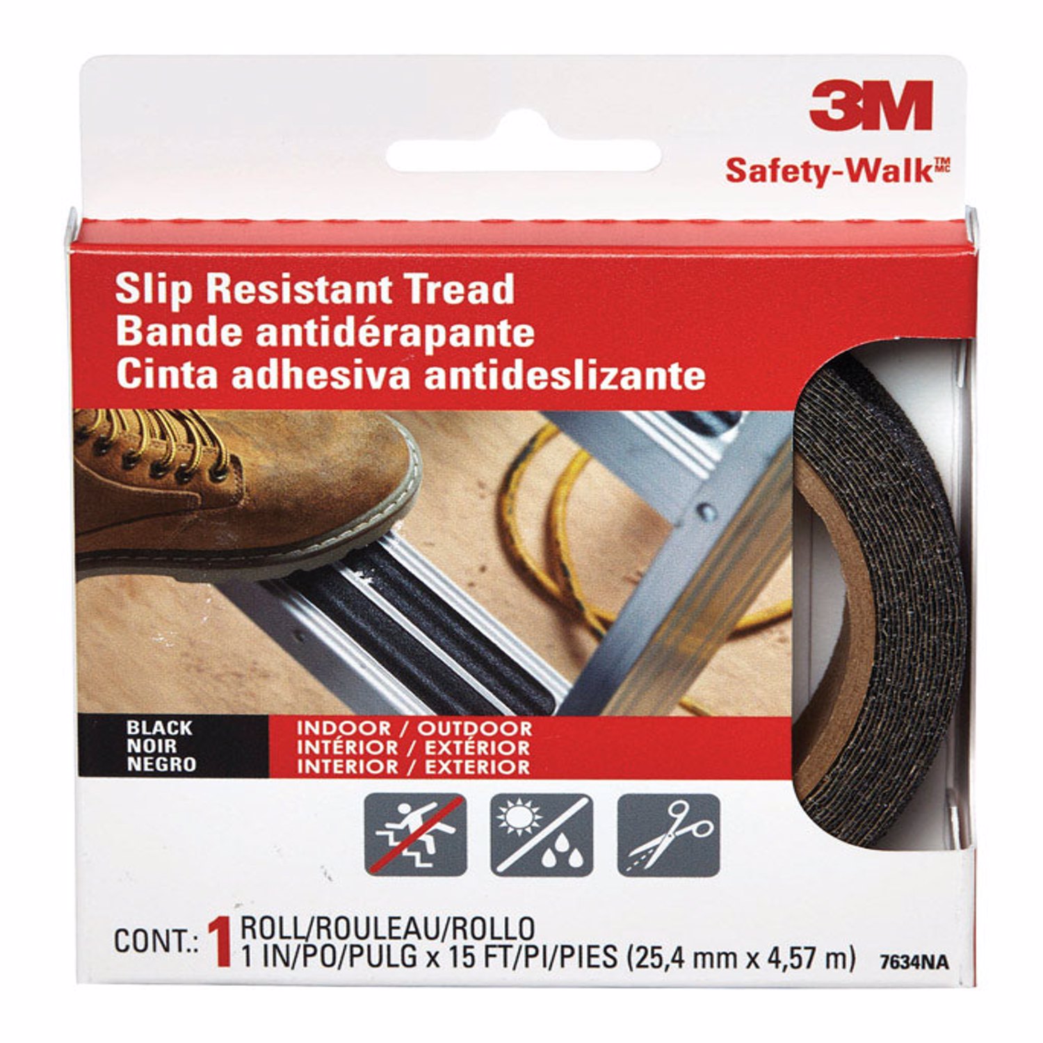 3M Safety-Walk 1 in. W X 15 ft. L Black Vinyl Anti-Slip Treads