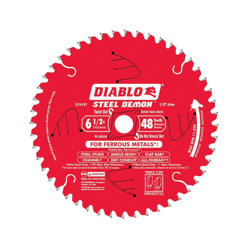 Diablo Steel Demon 6-1/2 in. D X 5/8 in. Carbide Tipped Steel Circular Saw Blade 48 teeth 1 pc