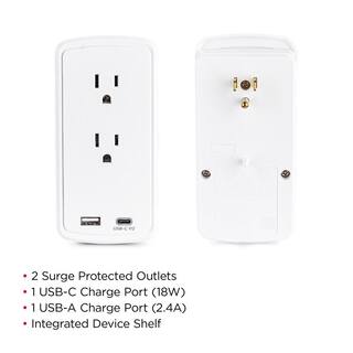 CyberPower 2-Outlet Surge Protector USB-A USB-C Wall Tap P2WUCHD