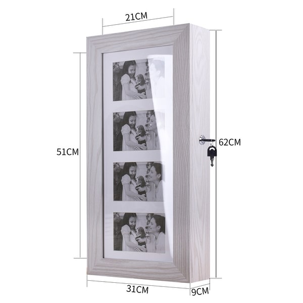 Wood Grain Coating Jewelry Storage Damp-proof Mirror Cabinet White - - 35433258