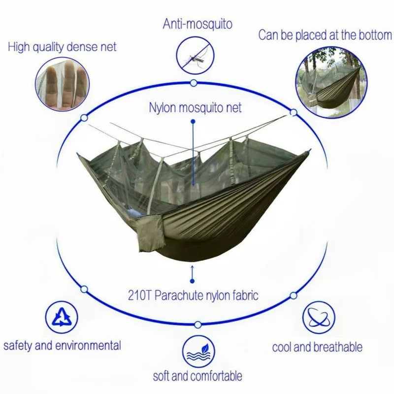 Camping Hammock and Tent Awning Rain Fly Tarp Waterproof Mosquito Net Hammock Canopy 210T Nylon Hammocks