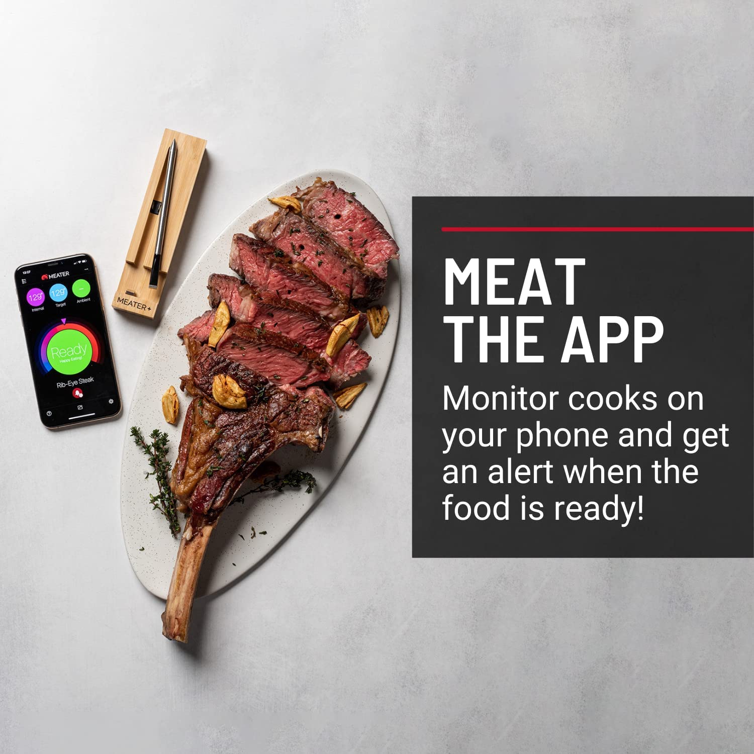 MEATER Plus | Smart Meat Thermometer with Bluetooth | 165ft Wireless Range | for The Oven， Grill， Kitchen， BBQ， Smoker， Rotisserie