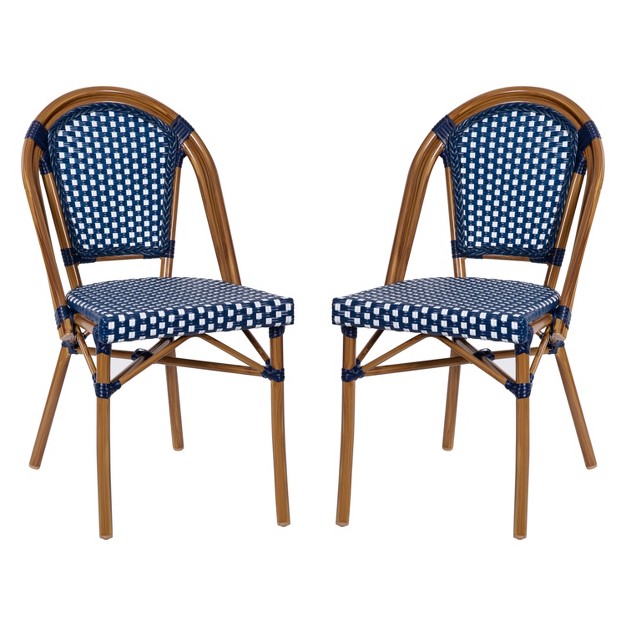 Emma And Oliver Stacking French Bistro Chairs With Pe Seat And Back And Aluminum Frame For Indoor outdoor Use