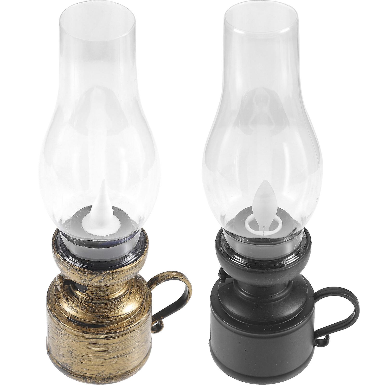 2pcs Led Kerosene Lamp Decorative Kerosene Light Flameless Led Oil Lamp Accessory