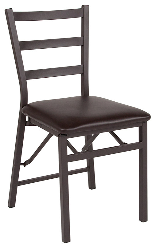 Brown Ladderback Folding Chair   Transitional   Dining Chairs   by Homesquare  Houzz