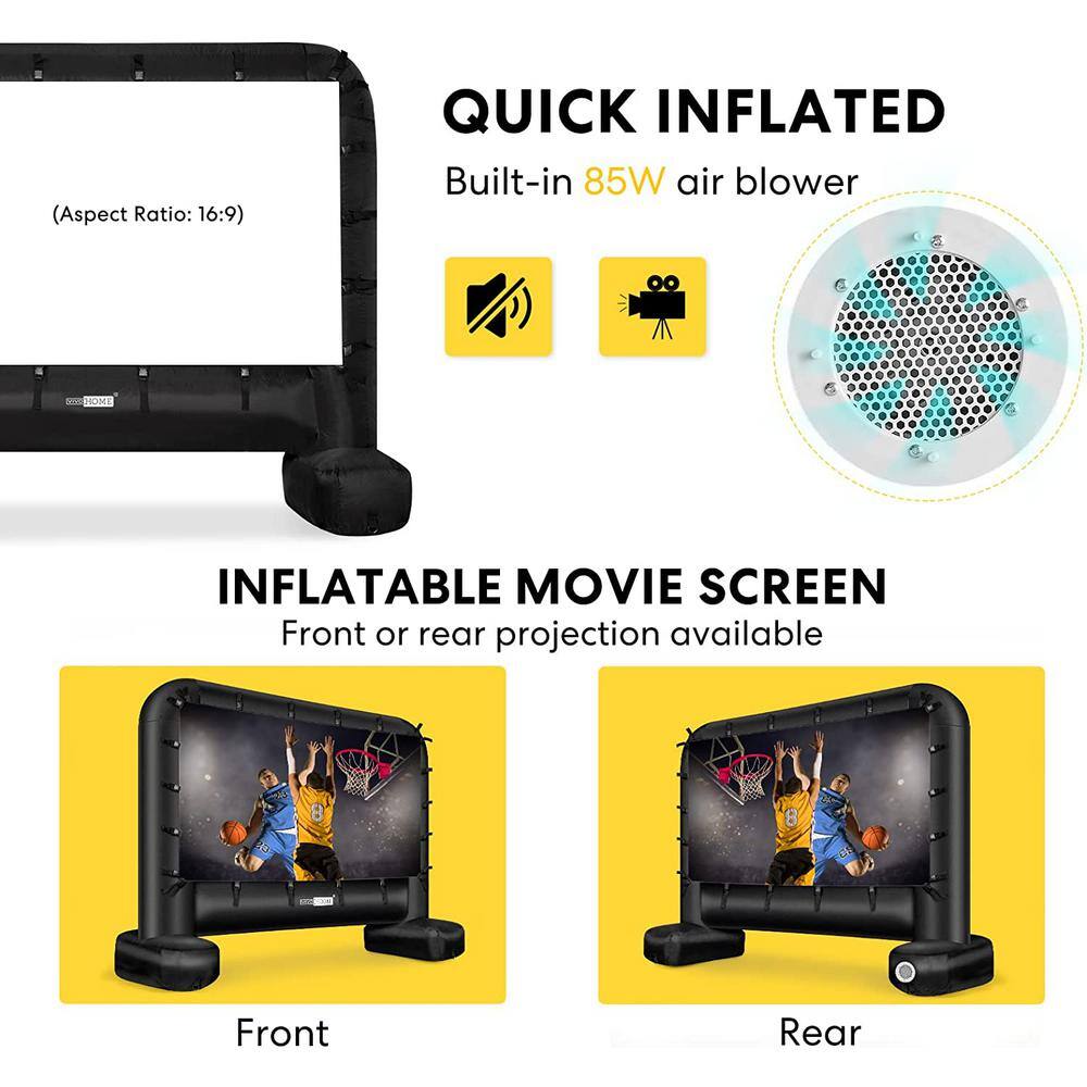 VIVOHOME 168 in. IndoorOutdoor Inflatable Mega Movie Projector Screen with Carry Bag X001V0H1M9