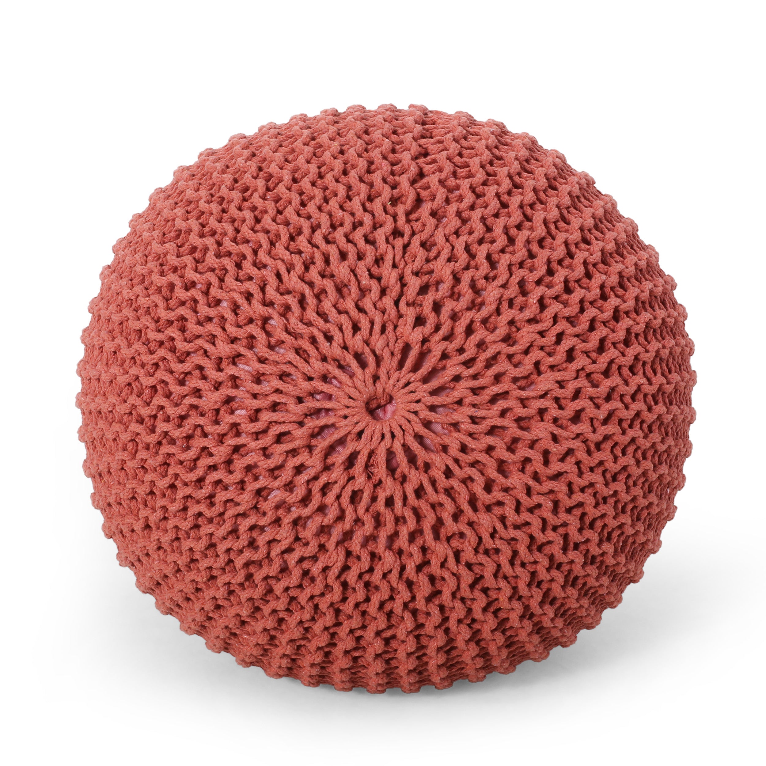 Barwick Modern Knitted Cotton Round Pouf