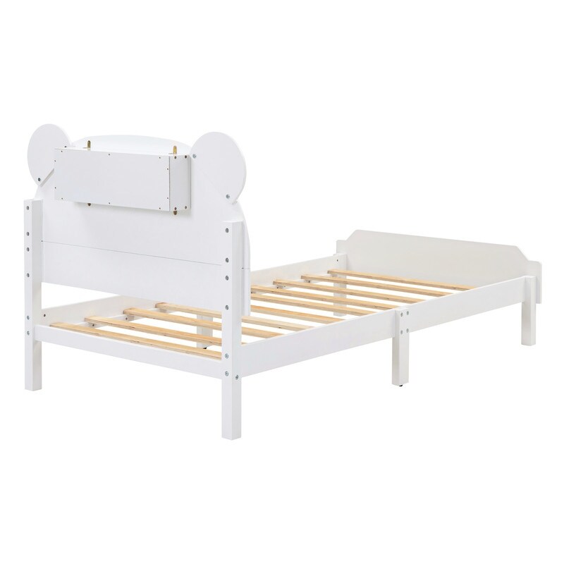 3 Pieces Bedroom Sets Twin/Full Size Bear Shape Platform Bed with Nightstand and Storage Dresser