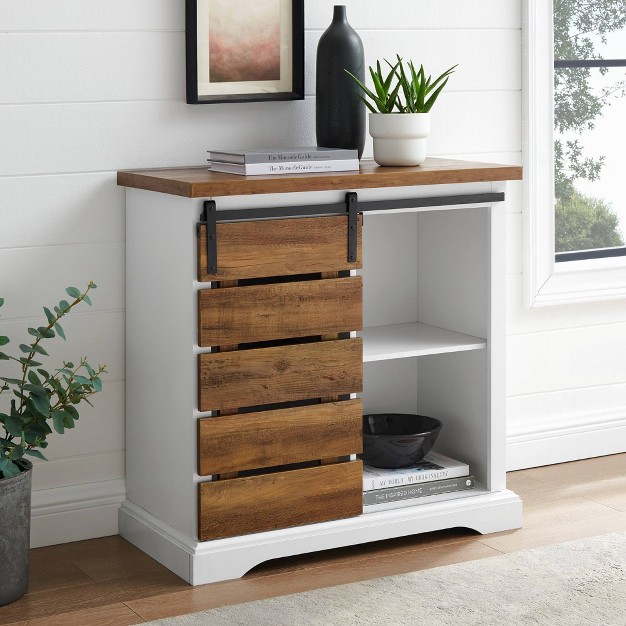 Tertia Modern Transitional Accent Cabinet With Sliding Plank Door Saracina Home