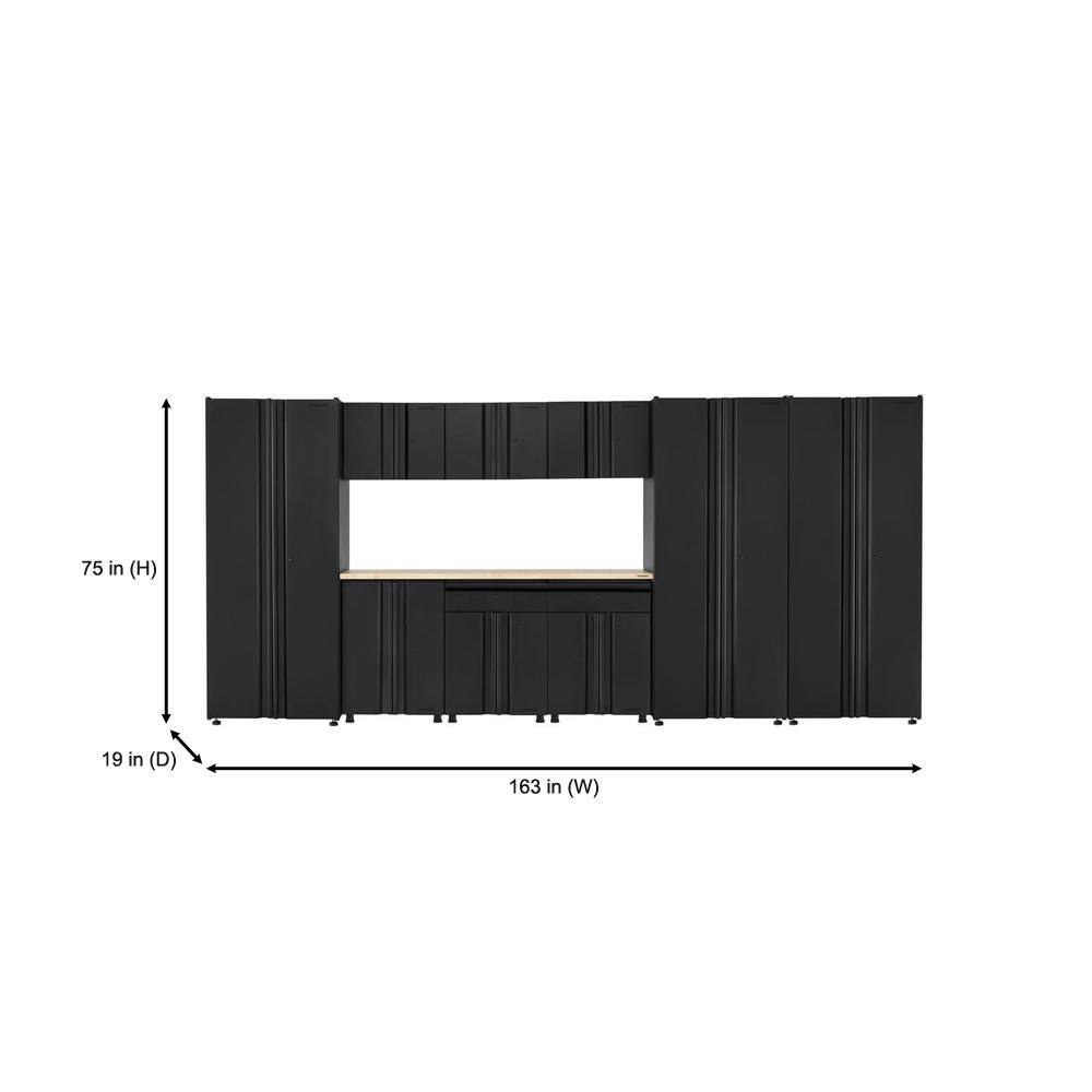 Husky 10-Piece Regular Duty Welded Steel Garage Storage System in Black (163 in. W x 75 in. H x 19 in. D) GS16210-1DWO