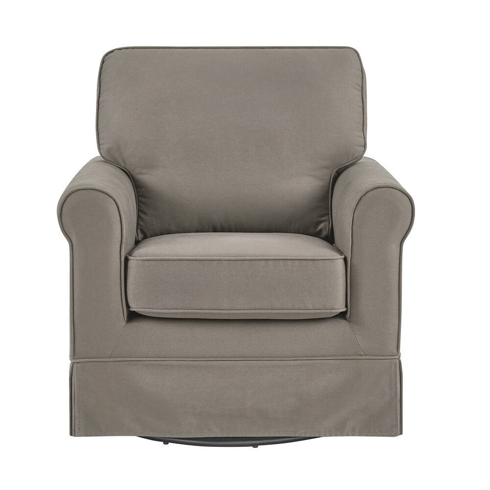 Fallon Rolled Arm Cotton Fabric Swivel Chair by iNSPIRE Q Classic