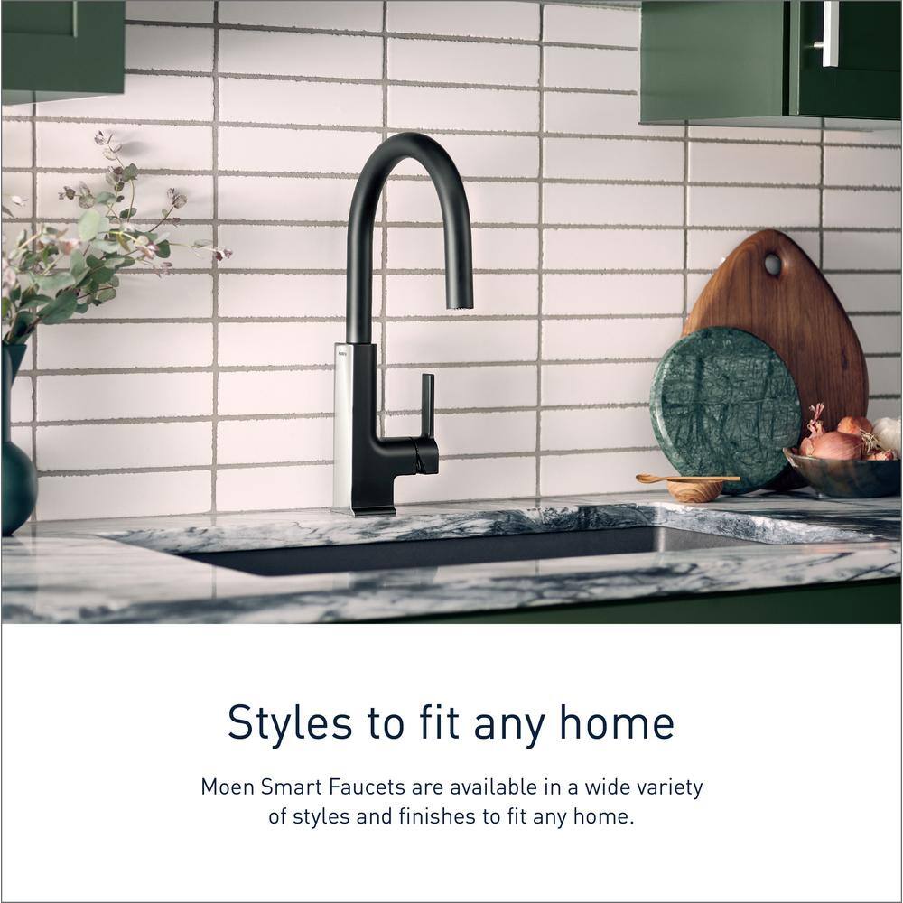 MOEN Sto Single-Handle Smart Touchless Pull Down Sprayer Kitchen Faucet with Voice Control and Power Clean in Matte Black S72308EVBL