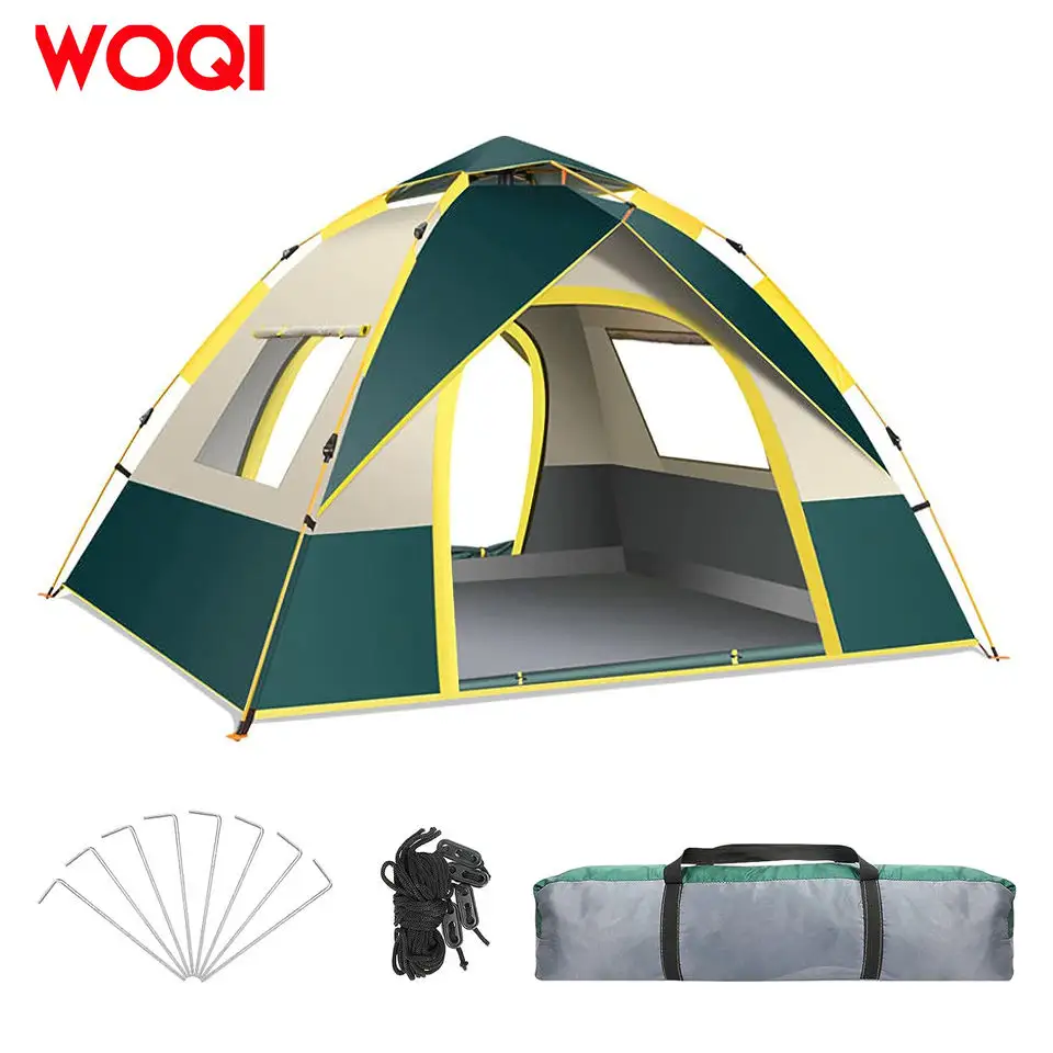 WOQI 4 person family camping tent  waterproof and windproof  outdoor backpacking and hiking