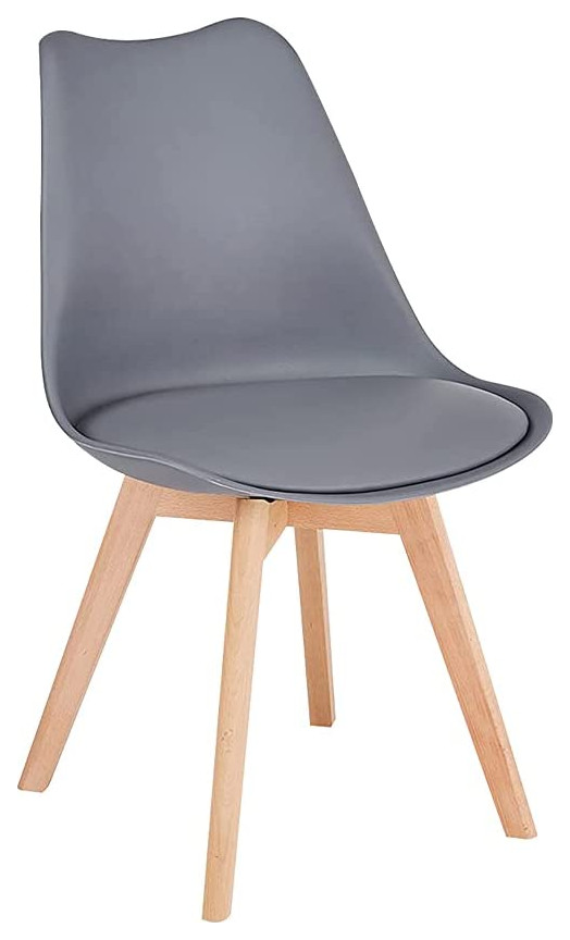 Mid Century Modern Side Wood Legs Dining Chairs  Pack of 1  Grey   Midcentury   Dining Chairs   by Imtinanz  LLC  Houzz