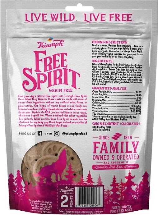 Triumph Free Spirit Grain-Free Deboned Salmon Recipe Oven-Baked Biscuit Dog Treats