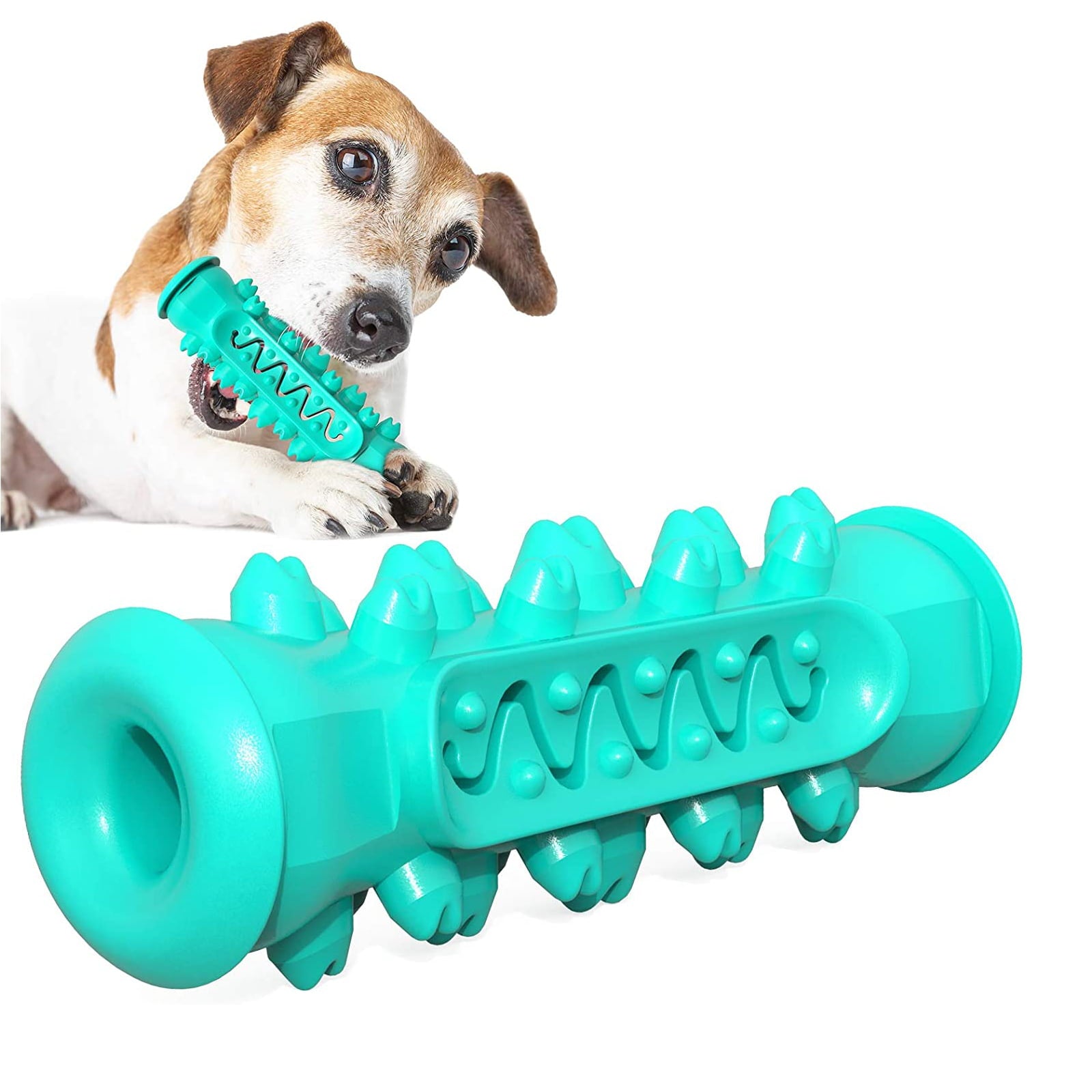 Dog Chew Toothbrush Toys， Squeaky Teeth Cleaning Toy for Aggressive Chewers Small Medium Large Breed Indestructible Tough Dogs Dental Care